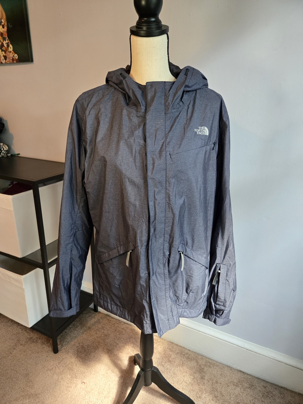 The North Face Stormy Trail Waterproof Rain Jacket  Heather Women XL Urban Navy